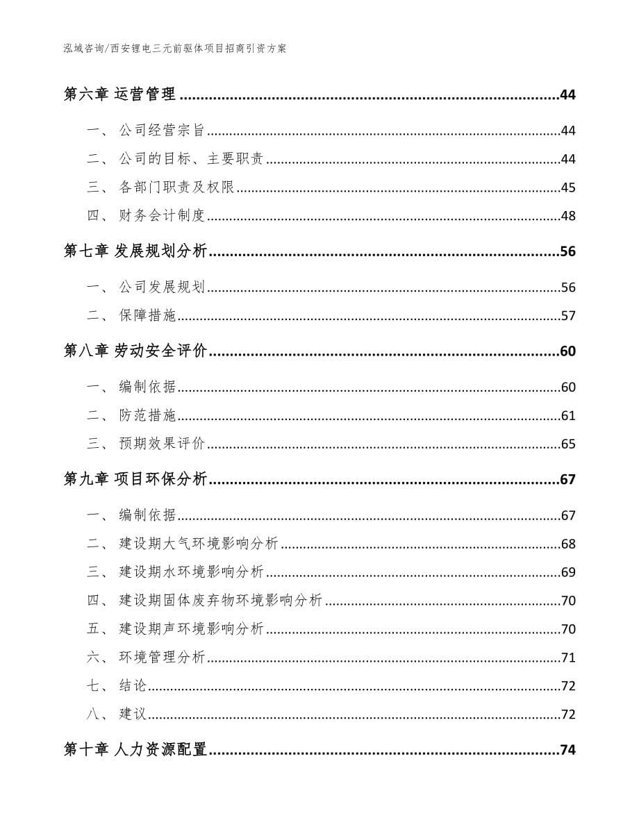 西安锂电三元前驱体项目招商引资方案模板参考_第5页