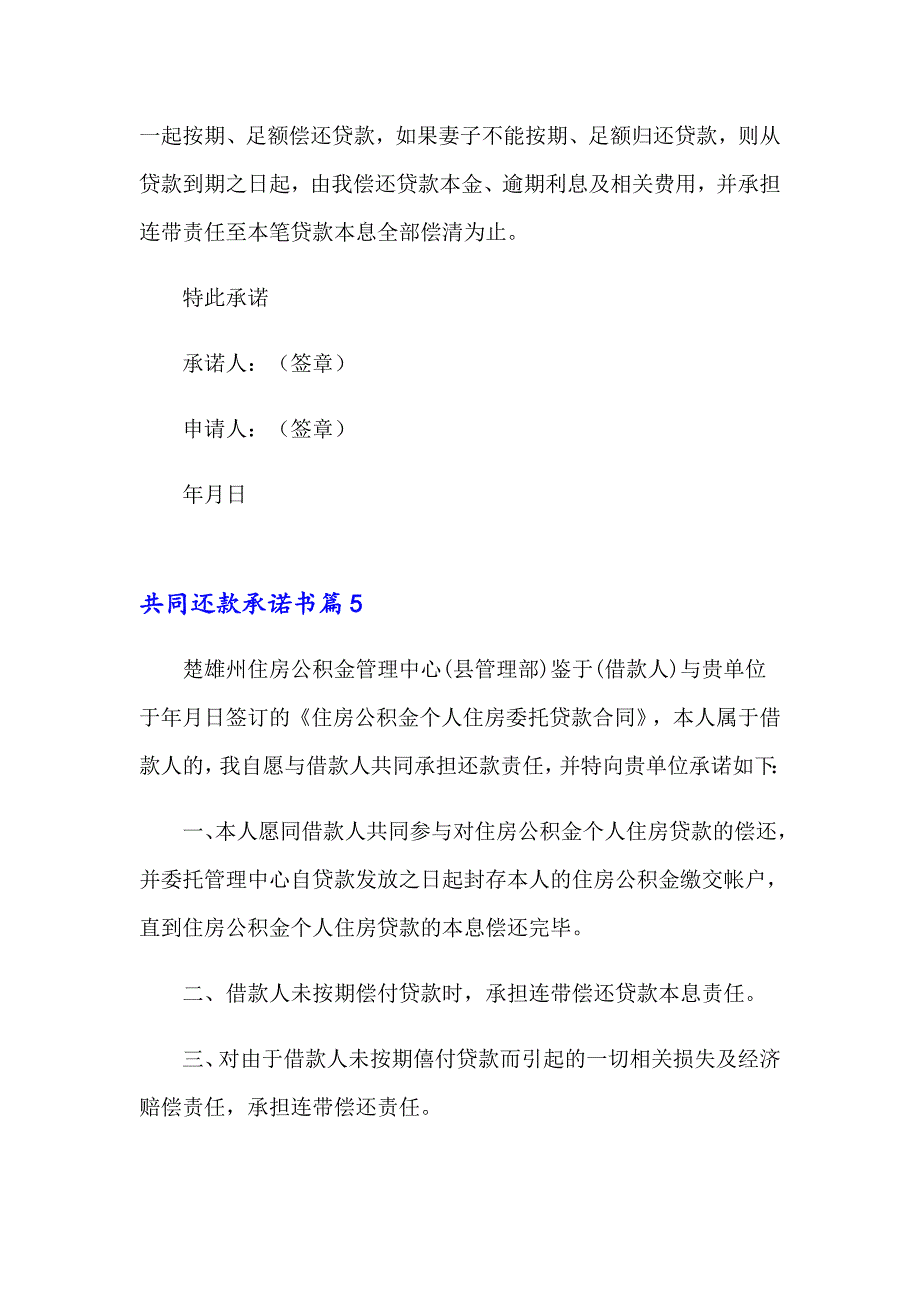 共同还款承诺书范文集合9篇_第4页