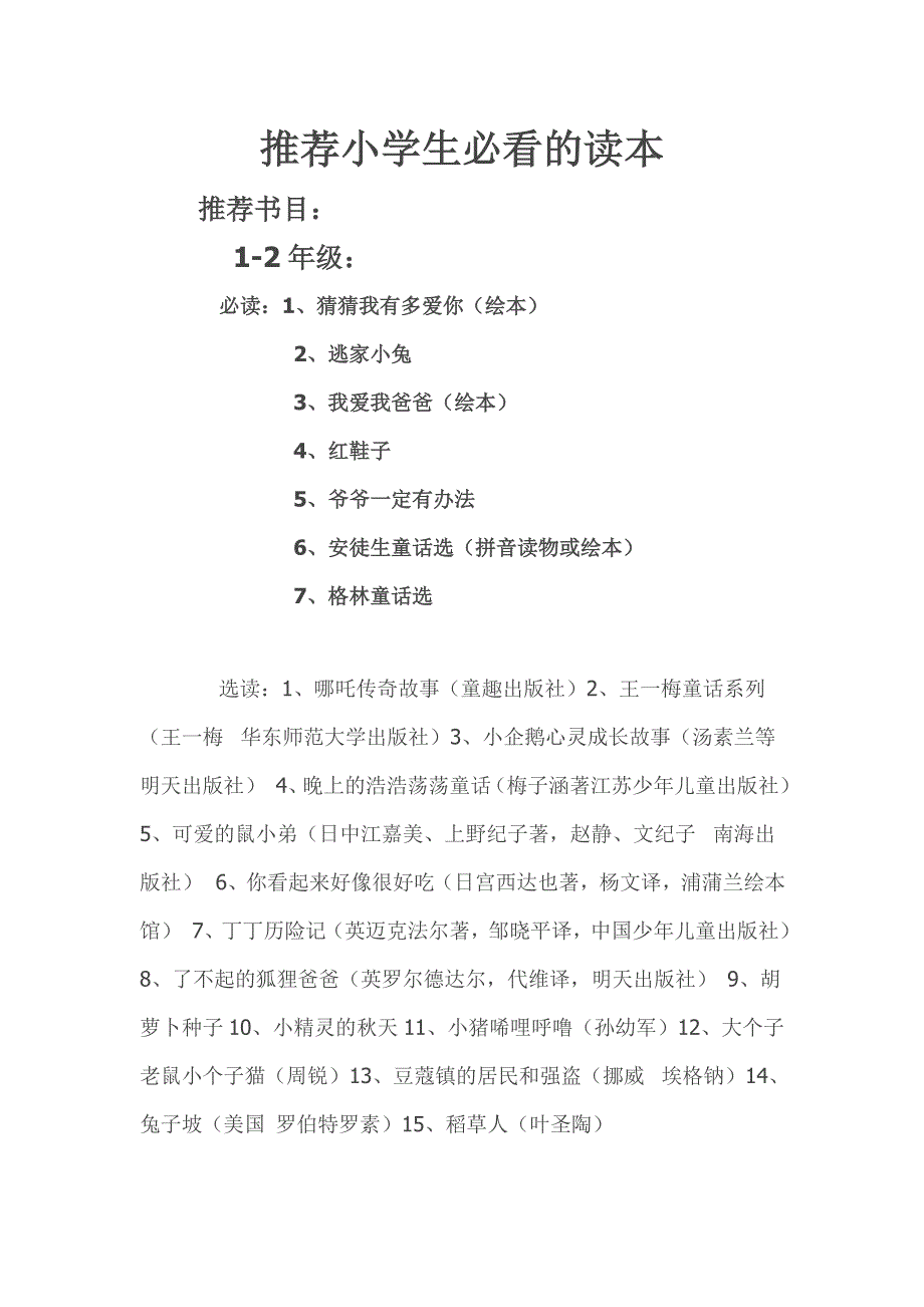 推荐小学生必看的读本.doc_第1页