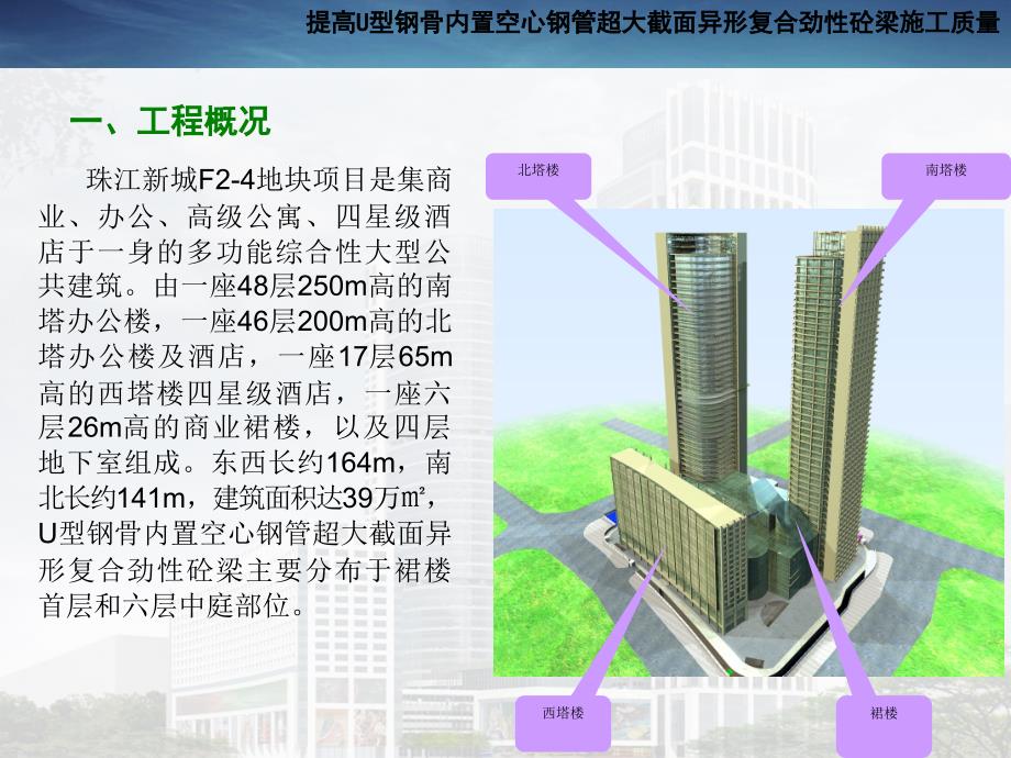 提高U型钢骨内置空心钢管超大截面异形复合劲性砼梁施工质量---QC成果报告课件_第3页