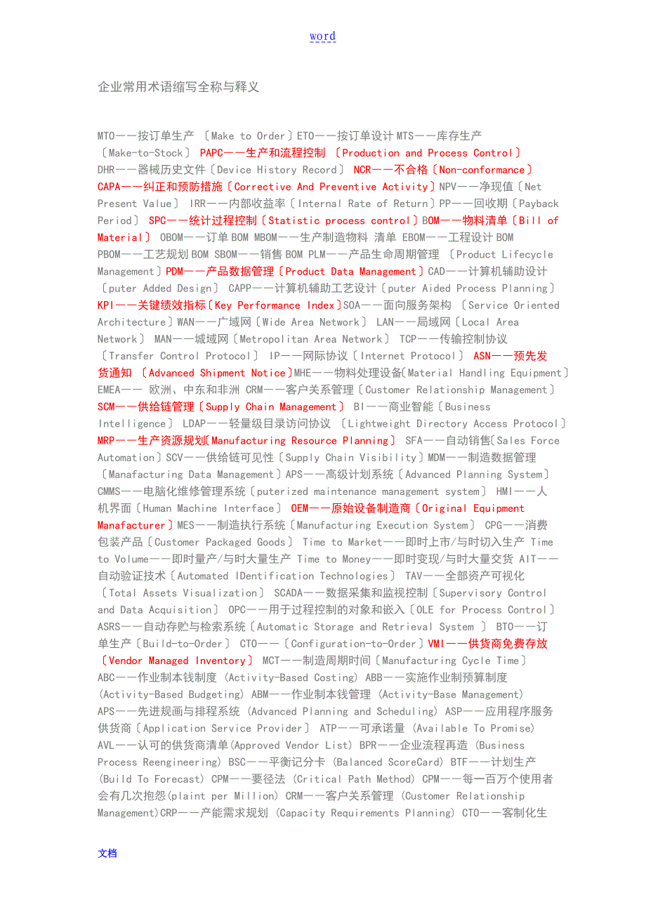 企业常用术语缩写全称及释义_第1页