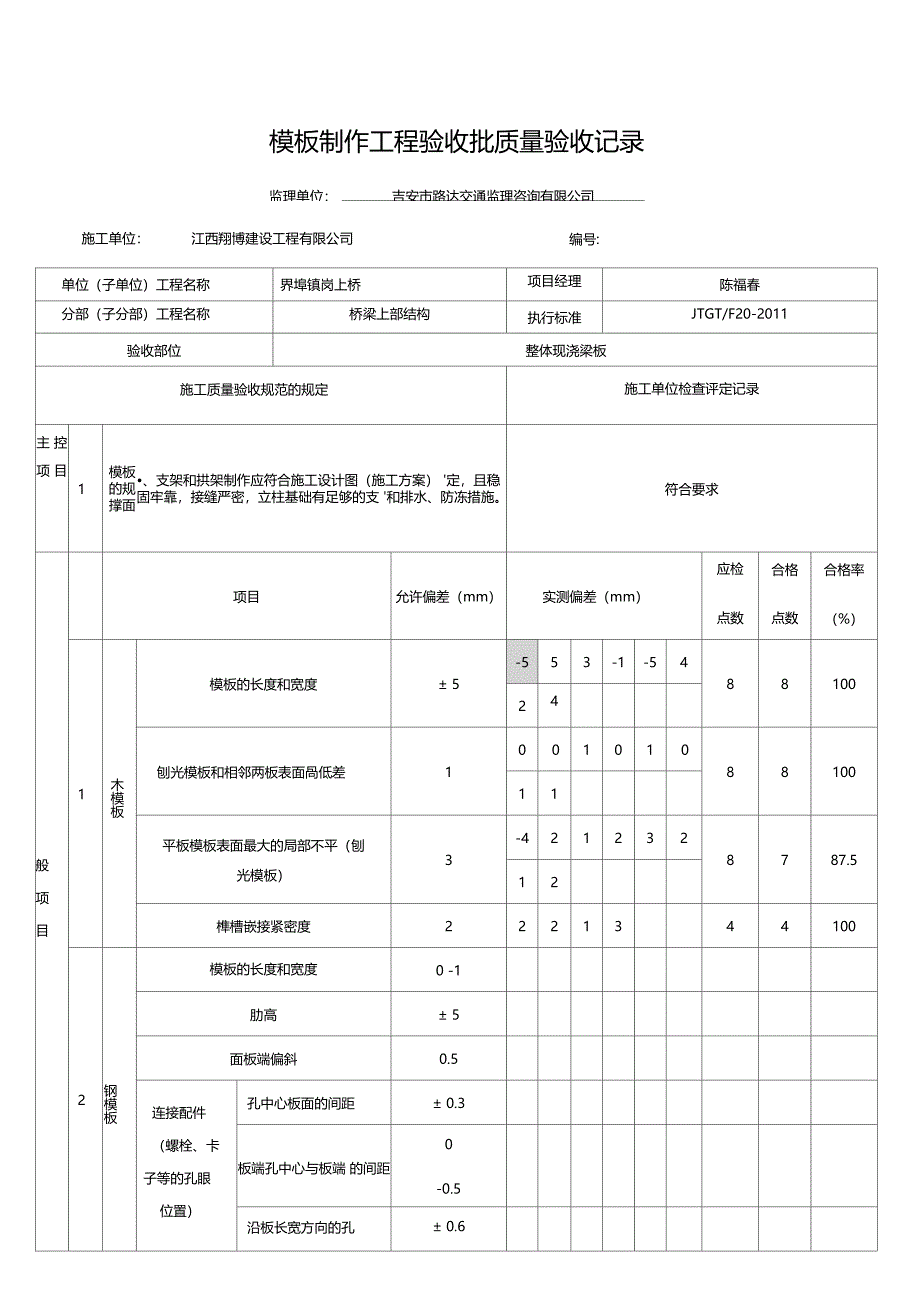 现浇梁板验收表_第1页