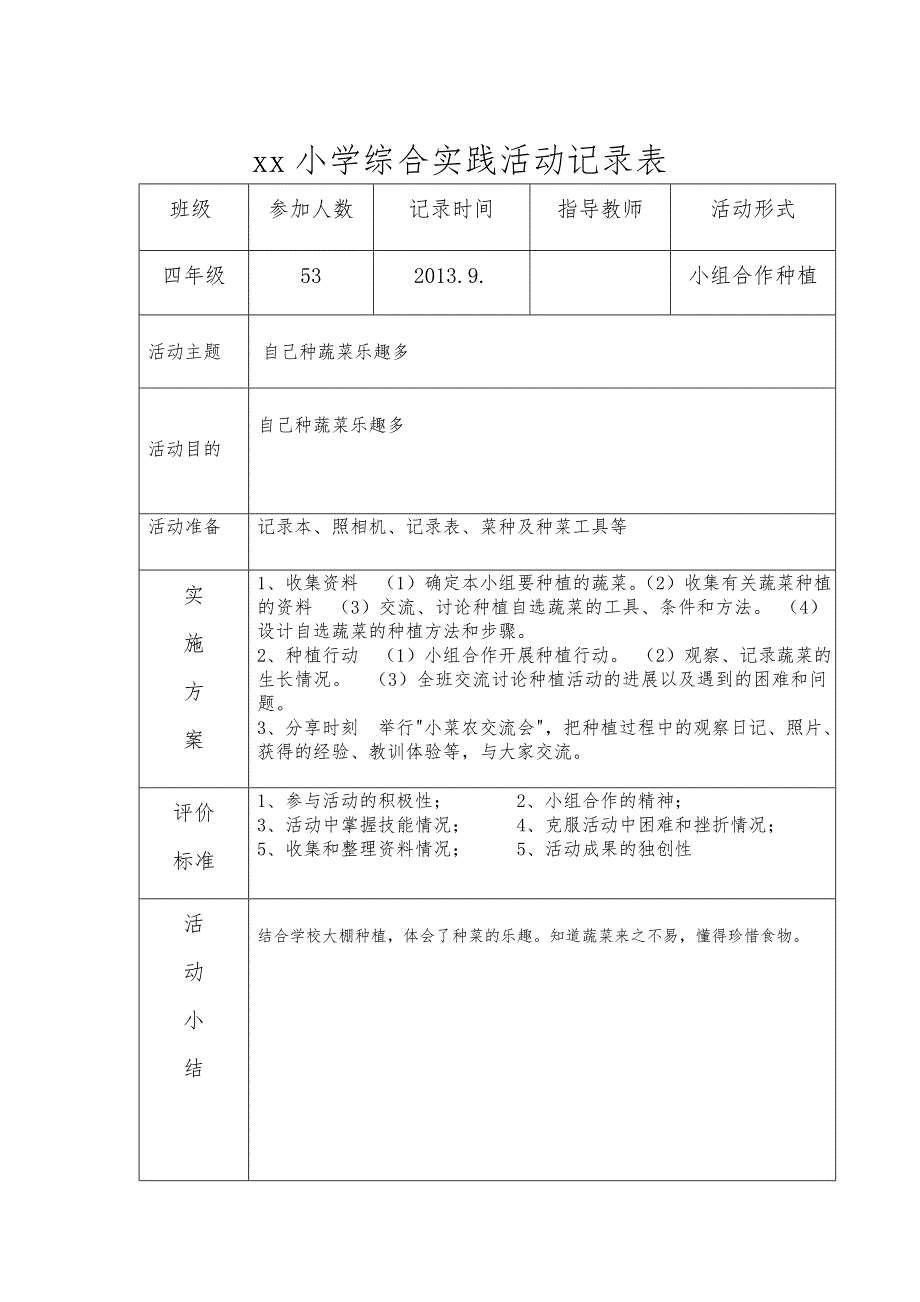 小学综合实践活动记录文稿表_第4页