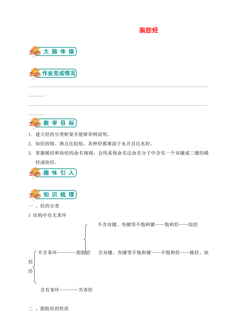 苏教版高中化学选修五第5讲：脂肪烃(学生版).docx_第1页