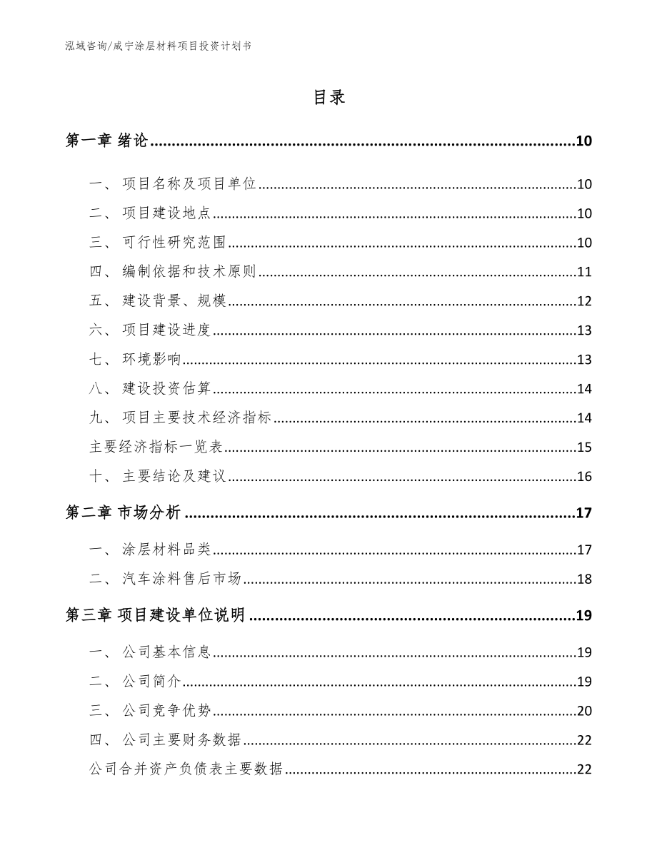 咸宁涂层材料项目投资计划书_模板参考_第2页