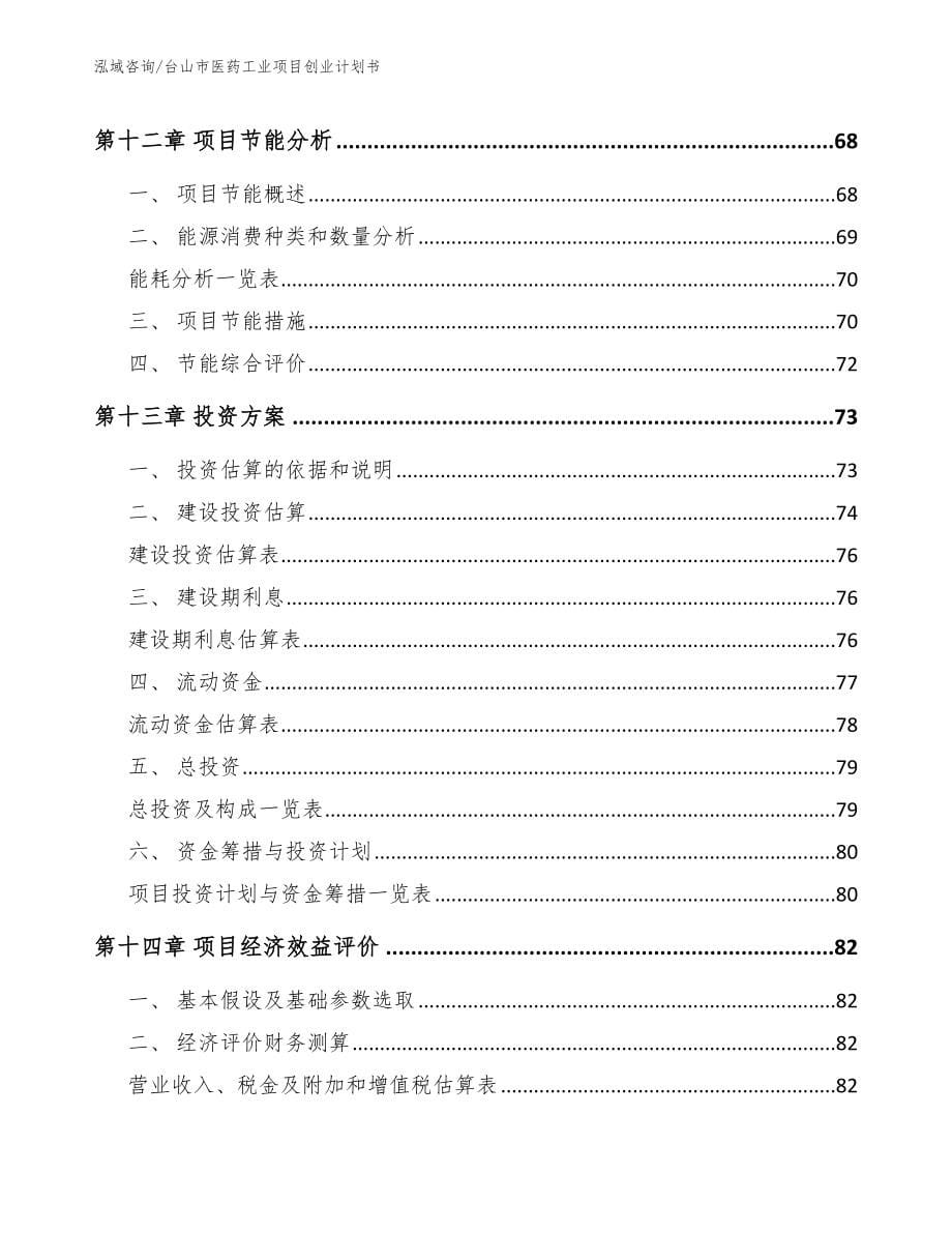 台山市医药工业项目创业计划书_第5页