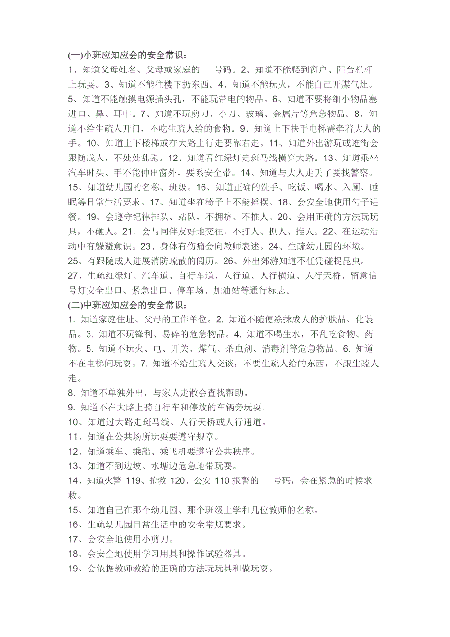 各年龄阶段幼儿应知应会的安全常识_第1页