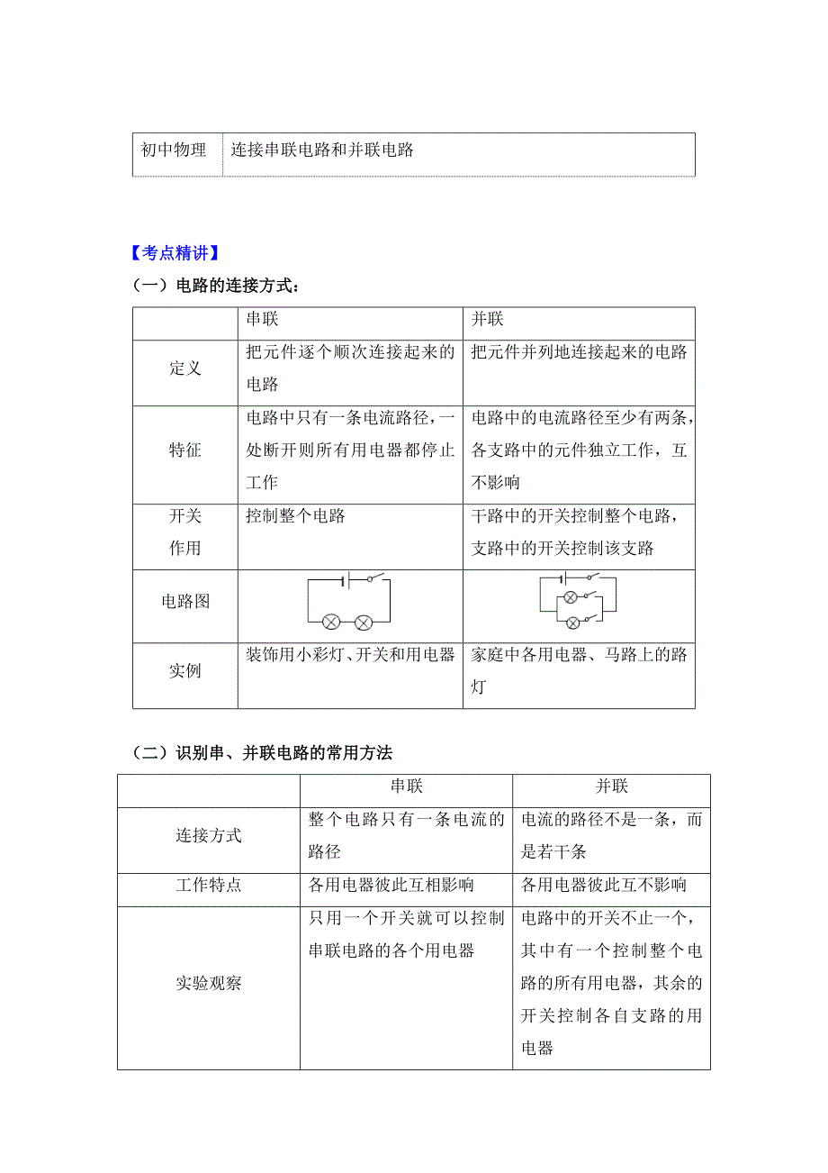 物理九年级上册知识讲义14.3连接串联电路和并联电路-沪科版_第1页