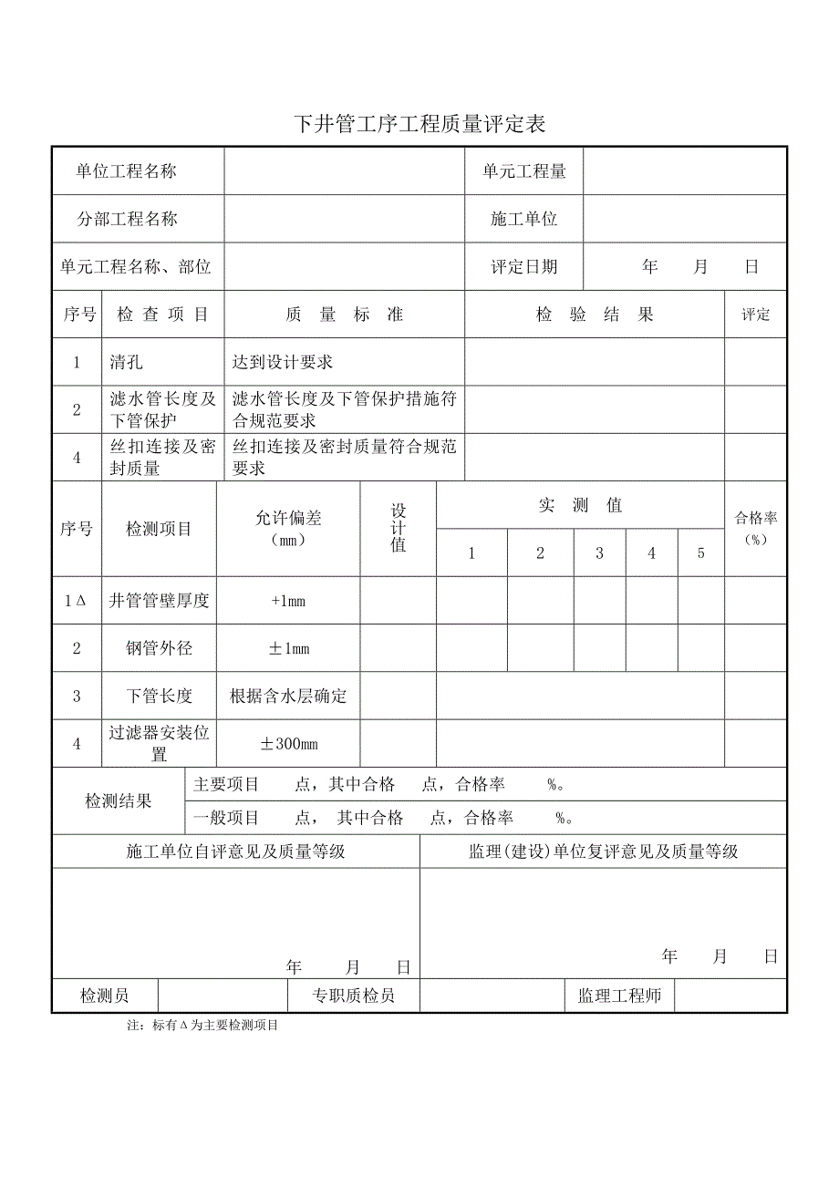 单元工程施工质量报验单打井工程评定表_第4页