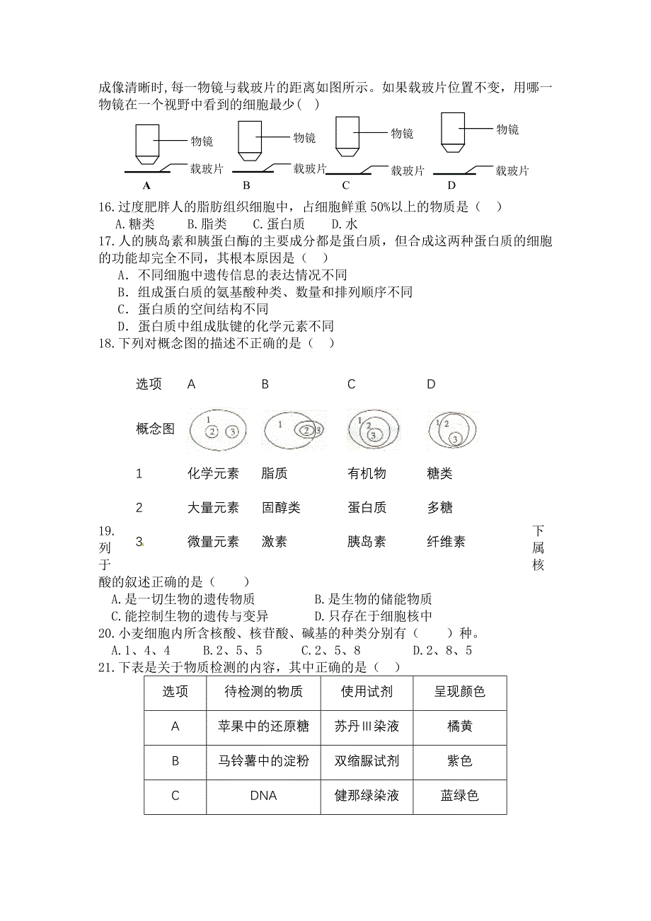 2011-2012学年度第一学期高二生物第一次月考试卷_第2页