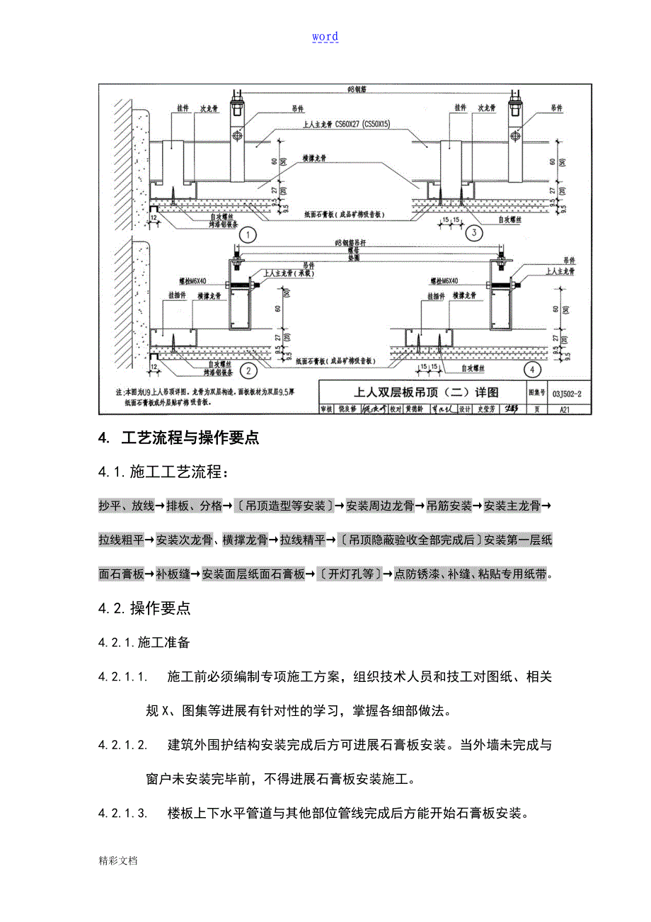 轻钢龙骨双层石膏板吊顶工法汇总情况_第3页