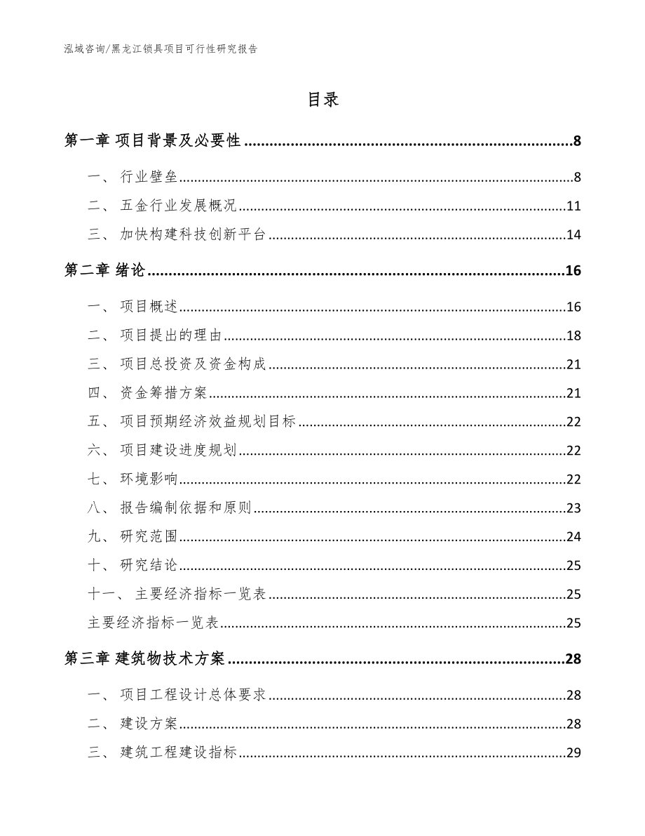 黑龙江锁具项目可行性研究报告模板参考_第1页