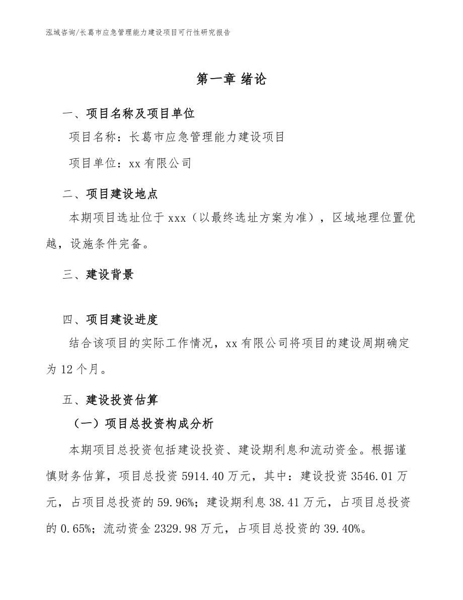 长葛市应急管理能力建设项目可行性研究报告（模板范文）_第5页