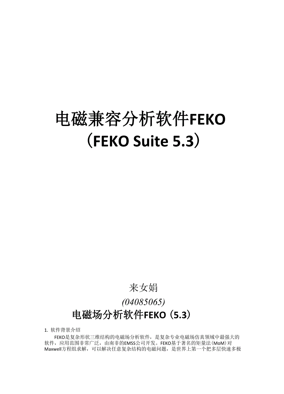 电磁场分析软件FEKO_第1页