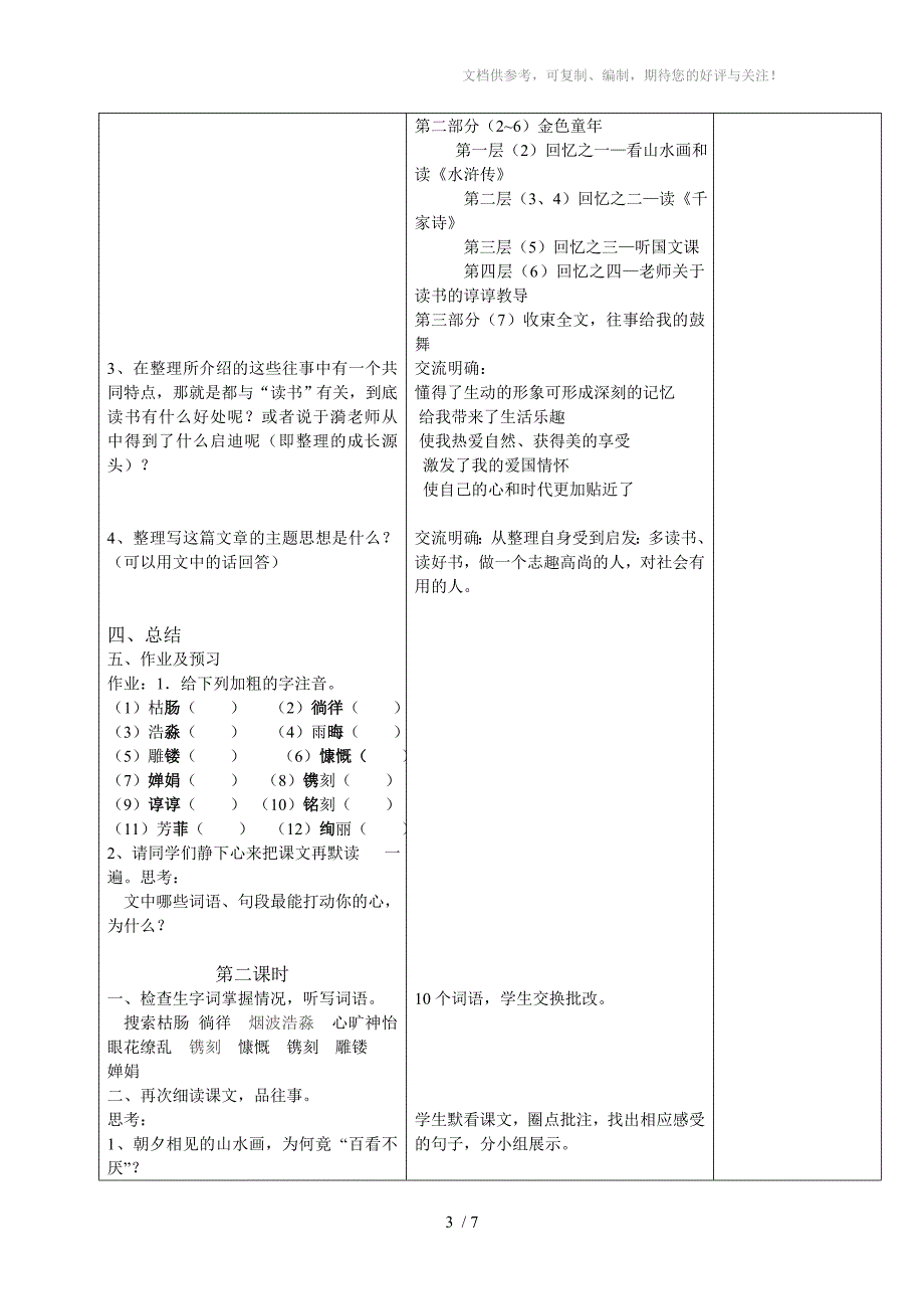 中峰镇中心学校集体备课教学设计模板往事依依分享_第3页