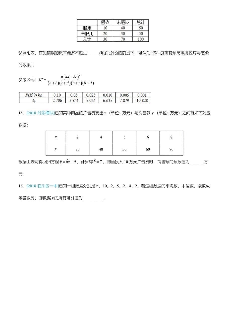 高考备考文科数学选择填空狂练之统计与统计案例含解析_第5页