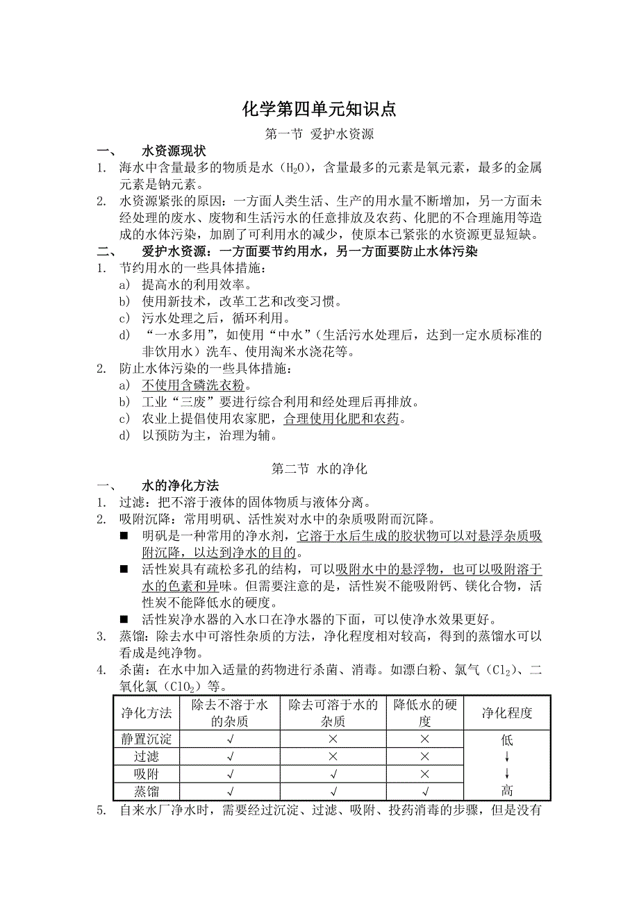 九年级化学第四章知识点总结_第1页