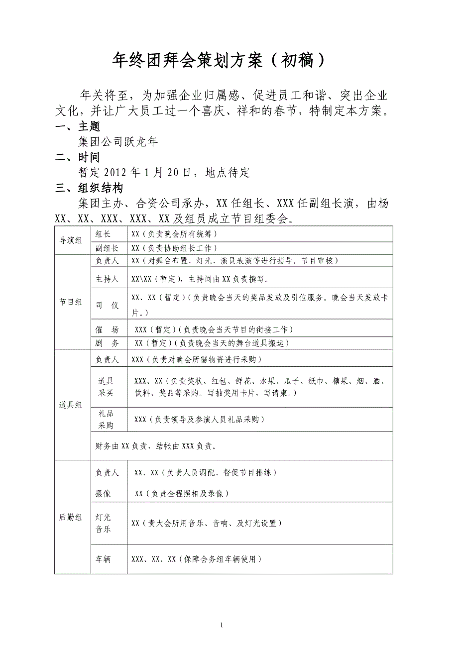 精品资料（2021-2022年收藏）龙年团拜会策划案_第1页