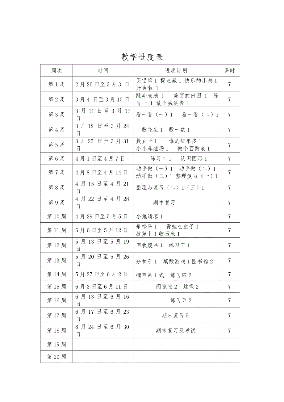 最新北师大版一年级数学下册教学计划_第3页