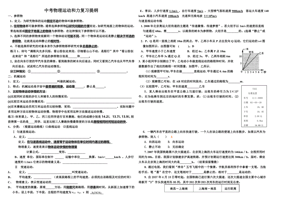 运动和力复习提纲_第1页