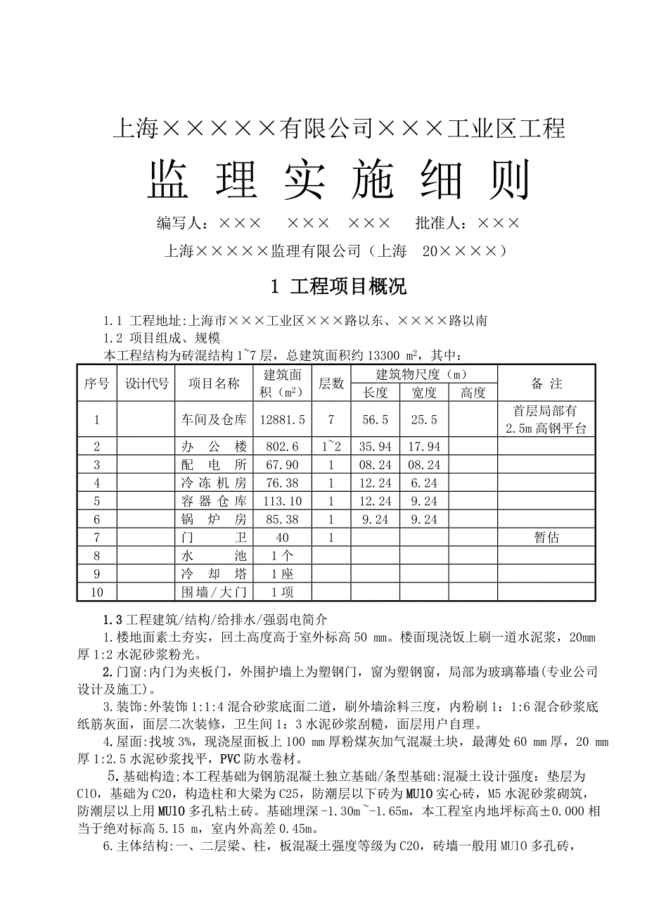 某某工程监理细则(00版模板)_第1页