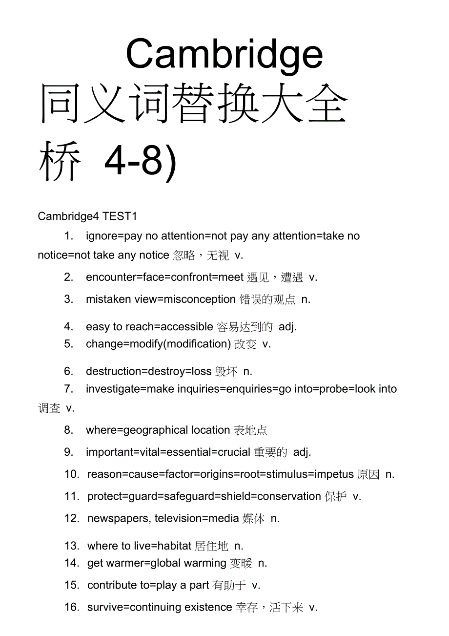 完整版刘洪波雅思阅读同义词替换大全_第1页