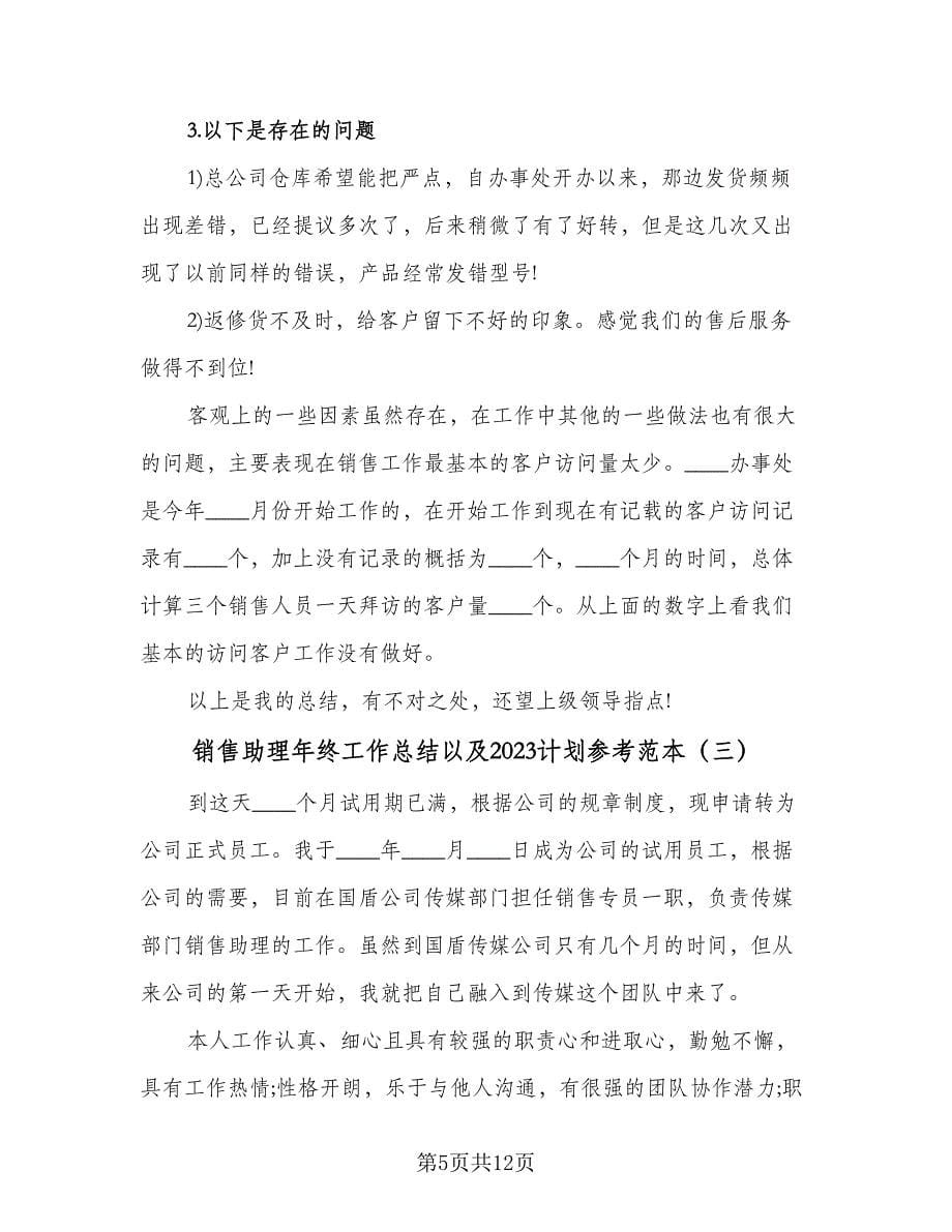 销售助理年终工作总结以及2023计划参考范本（3篇）.doc_第5页