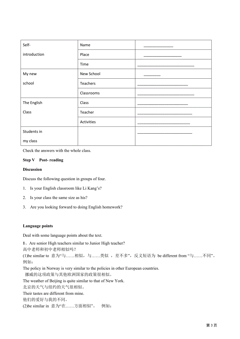 [名校联盟]山东省高唐二中高一英语《Module+1+my+frist+day+at+senior+high》Introduction+_第3页