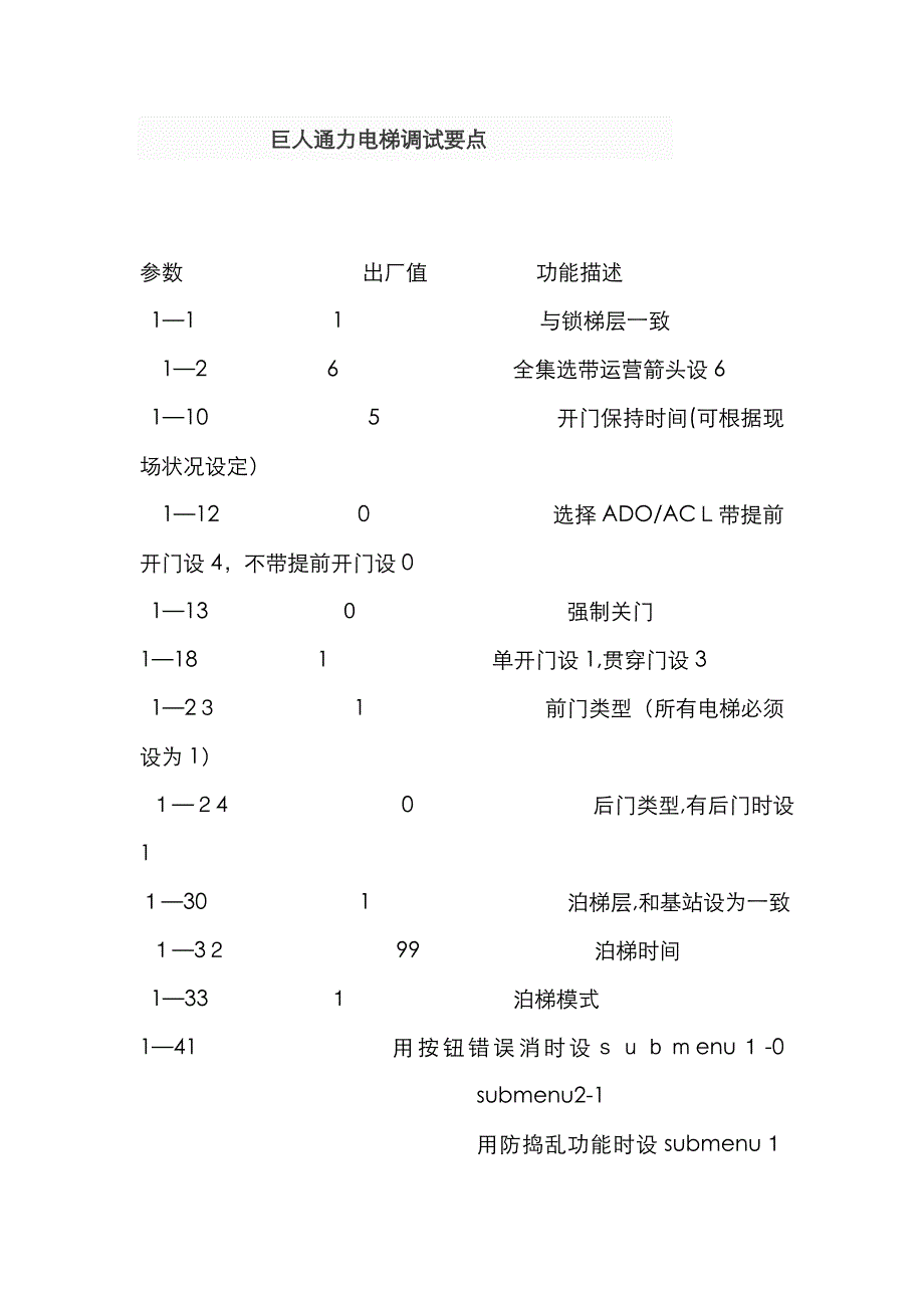 巨人通力电梯调试要点38215_第1页
