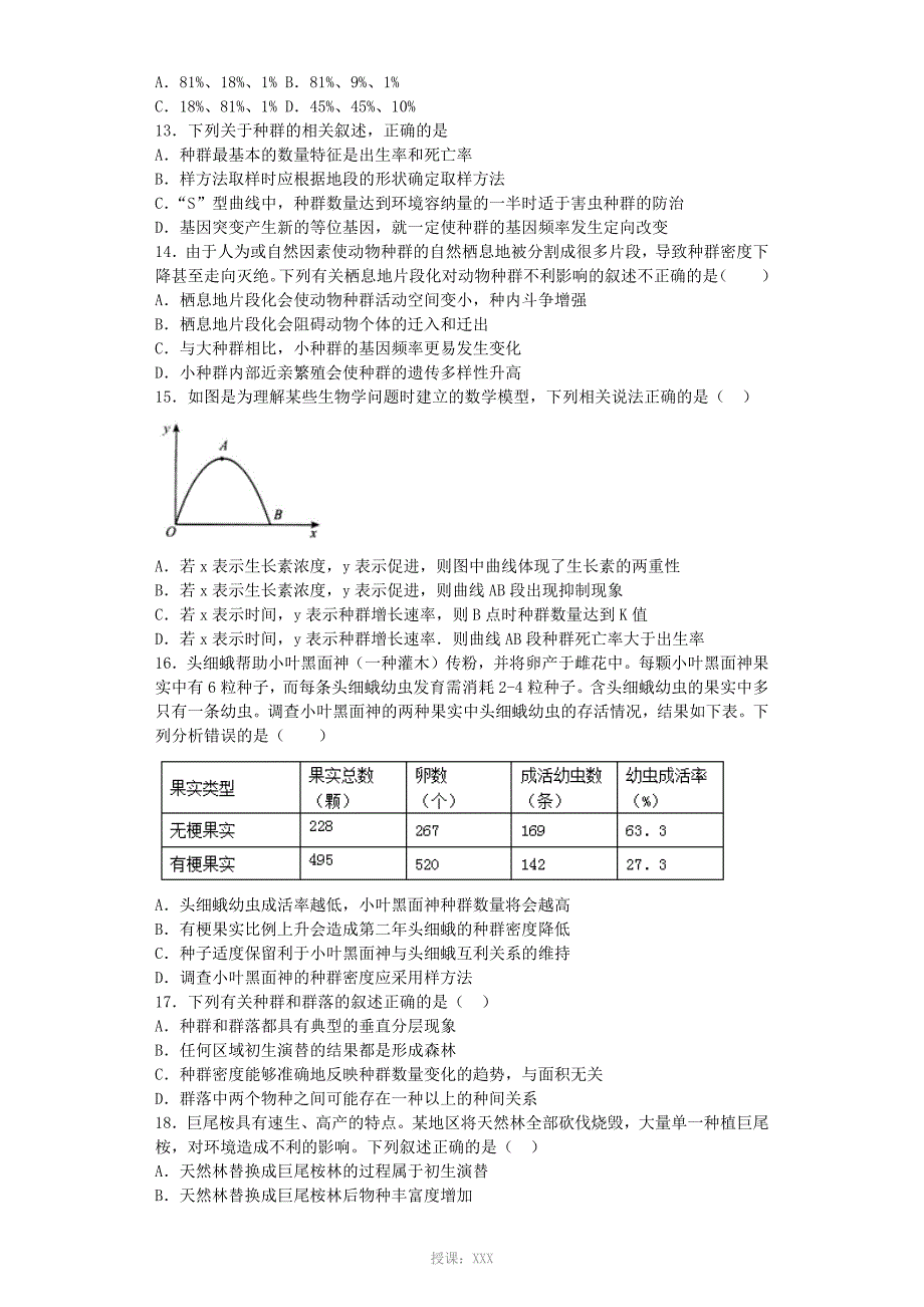 2017届苏教版-生物群落的基本单位-----种群-单元测试_第3页