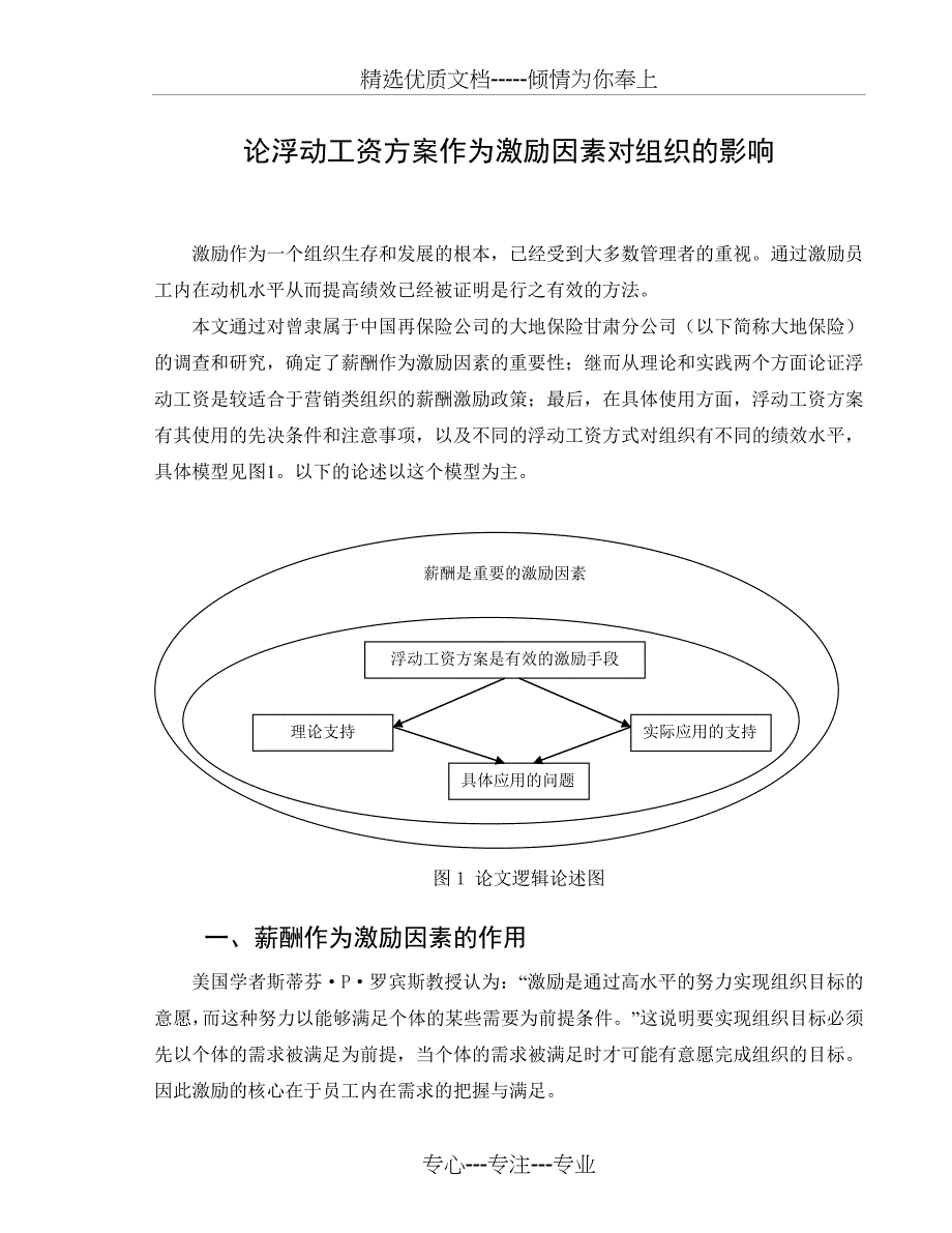 论浮动工资方案作为激励因素对组织的影响_第1页