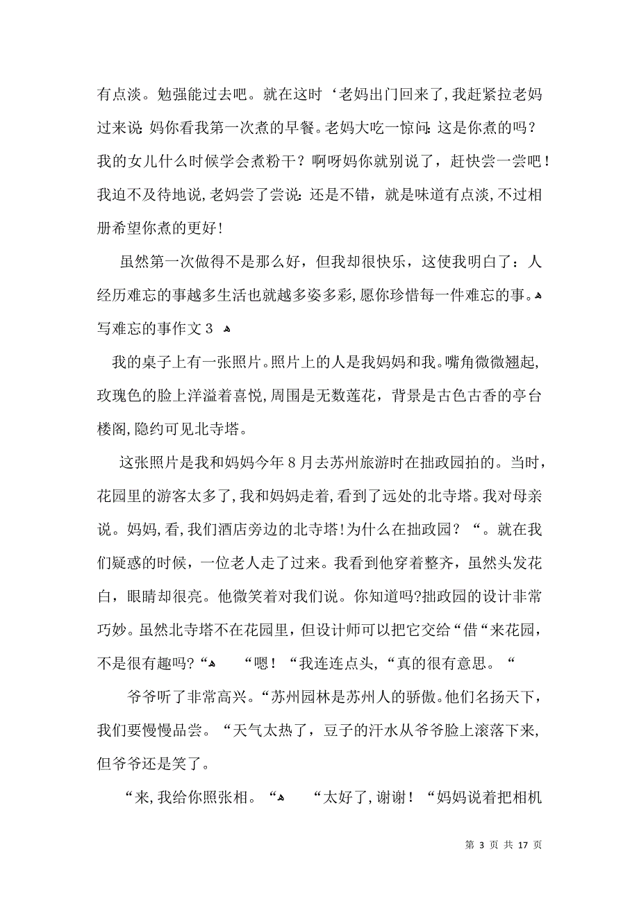 写难忘的事作文15篇2_第3页