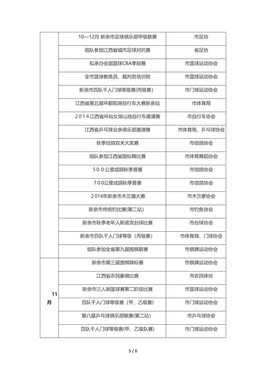 2014年新余市全民健身活动安排表_第5页