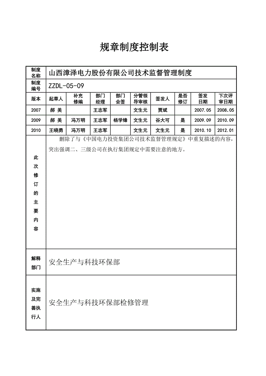 山西漳泽电力股份有限公司技术监督管理制度_第1页