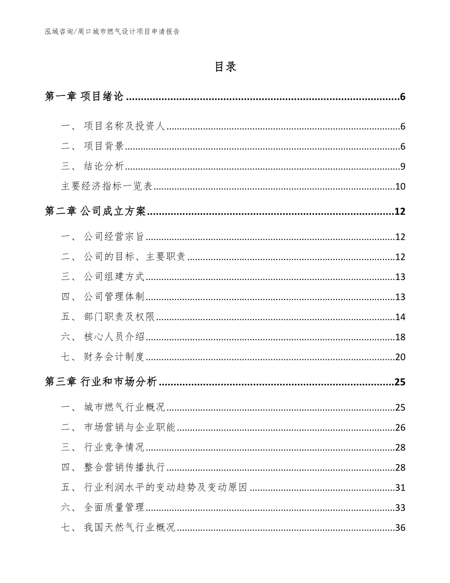 周口城市燃气设计项目申请报告范文模板_第1页