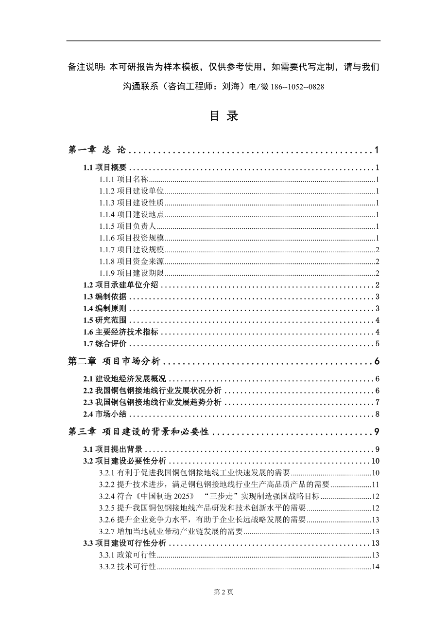 铜包钢接地线项目可行性研究报告模板-提供甲乙丙资质资信_第2页