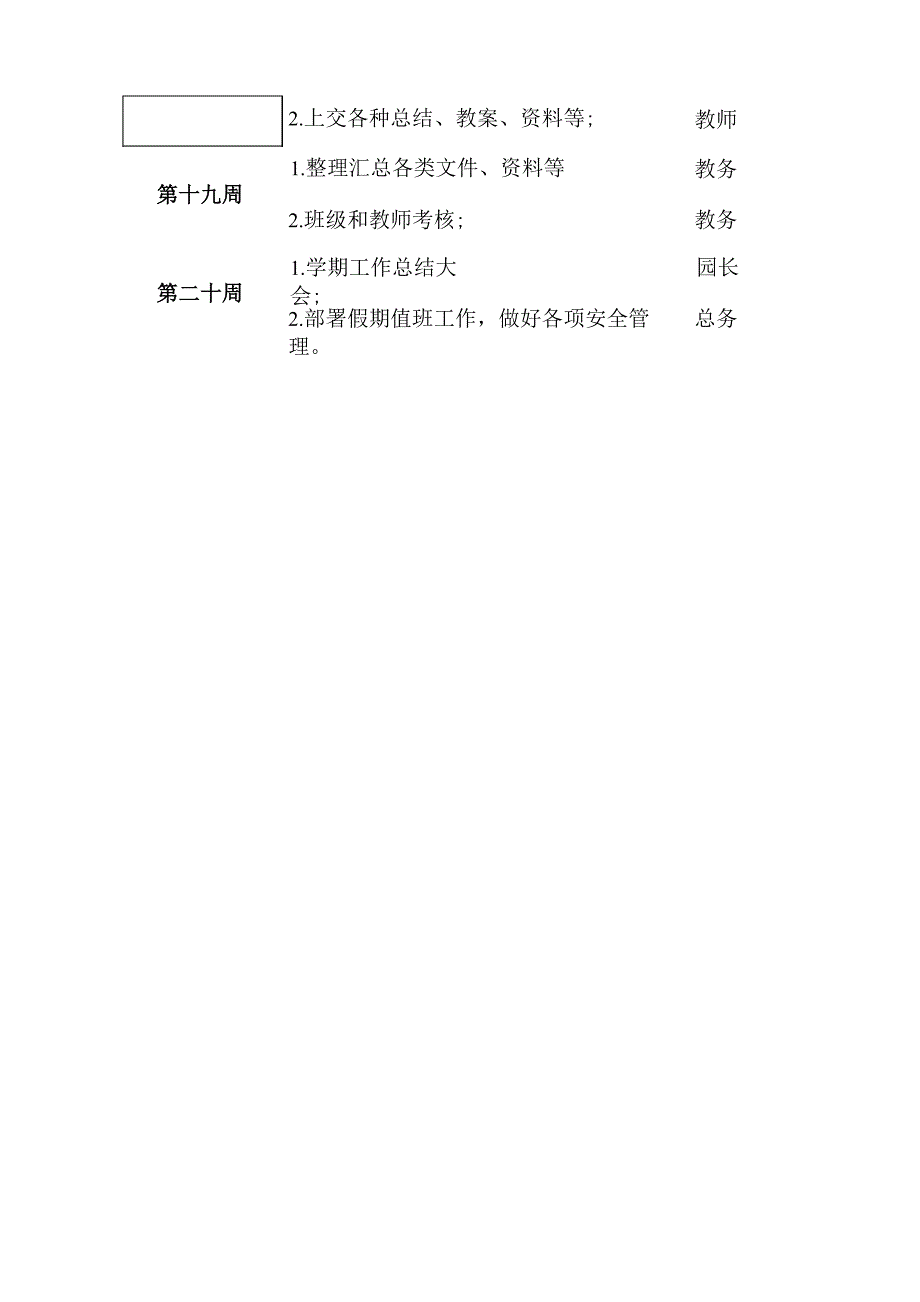 幼儿园周计划工作安排表_第3页