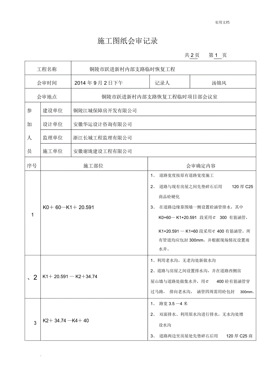 跃进公路施工图纸会审记录_第1页