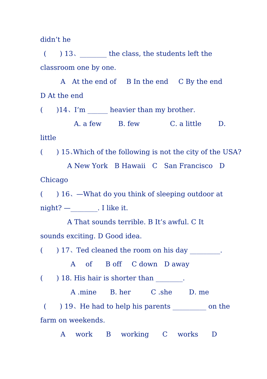 人教版八年级英语上19单元测试题(1)_第3页