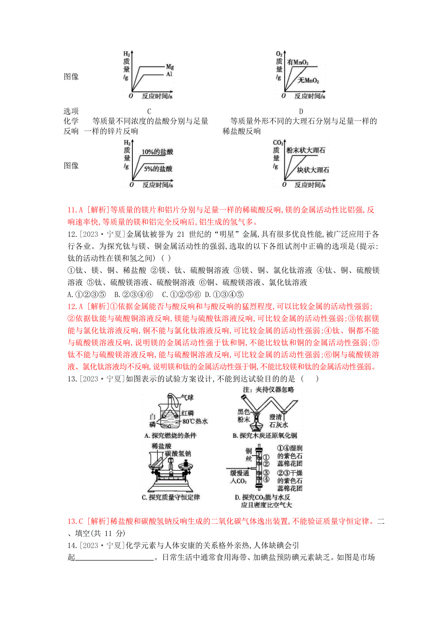 2023年宁夏中考化学试卷(含解析)_第4页