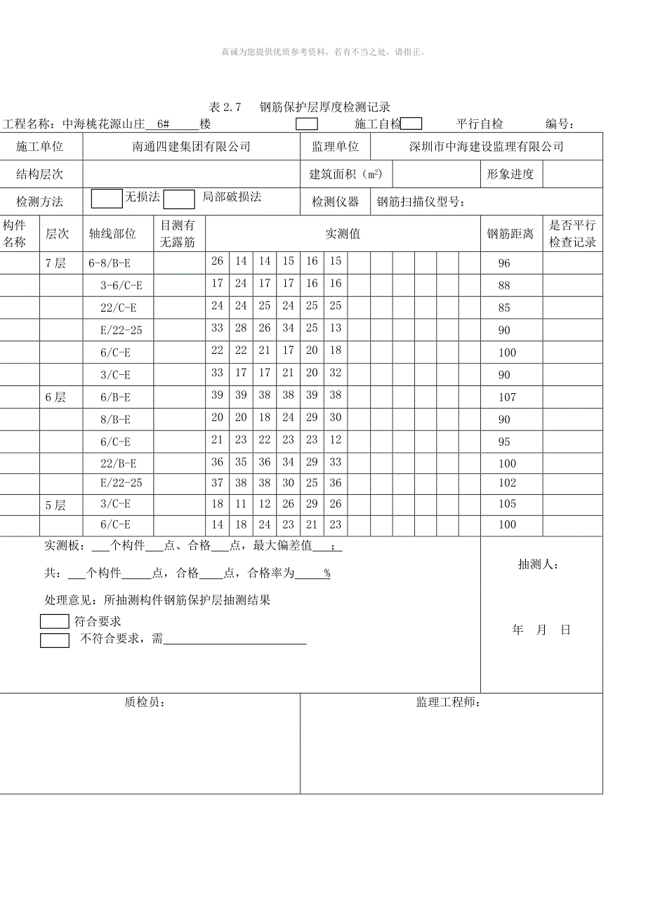 钢筋保护层厚度检测记录_第4页