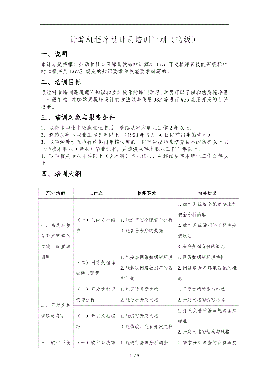 计算机程序的设计员培训大纲(高级)_第1页