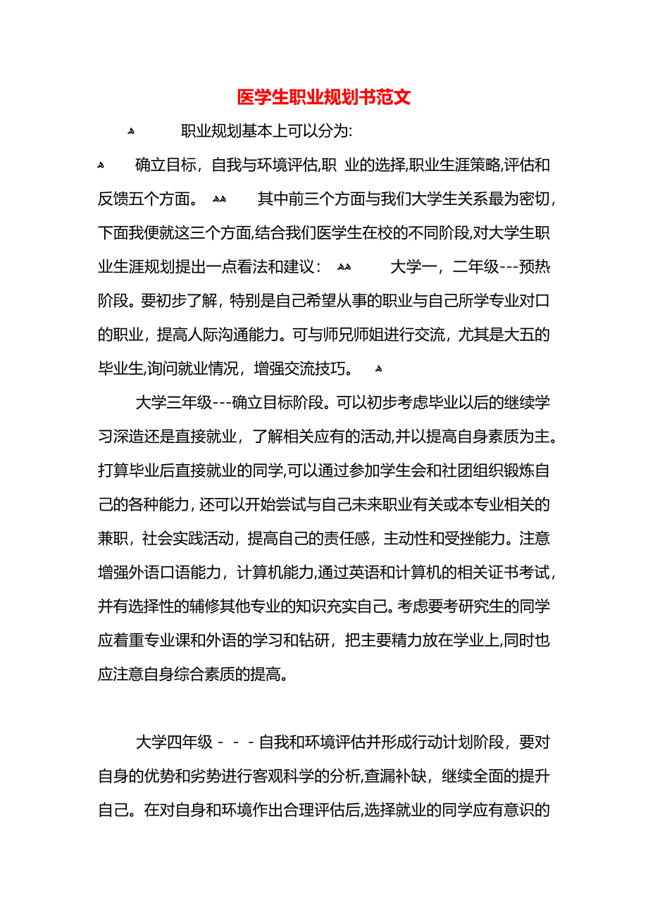 医学生职业规划书范文_第1页