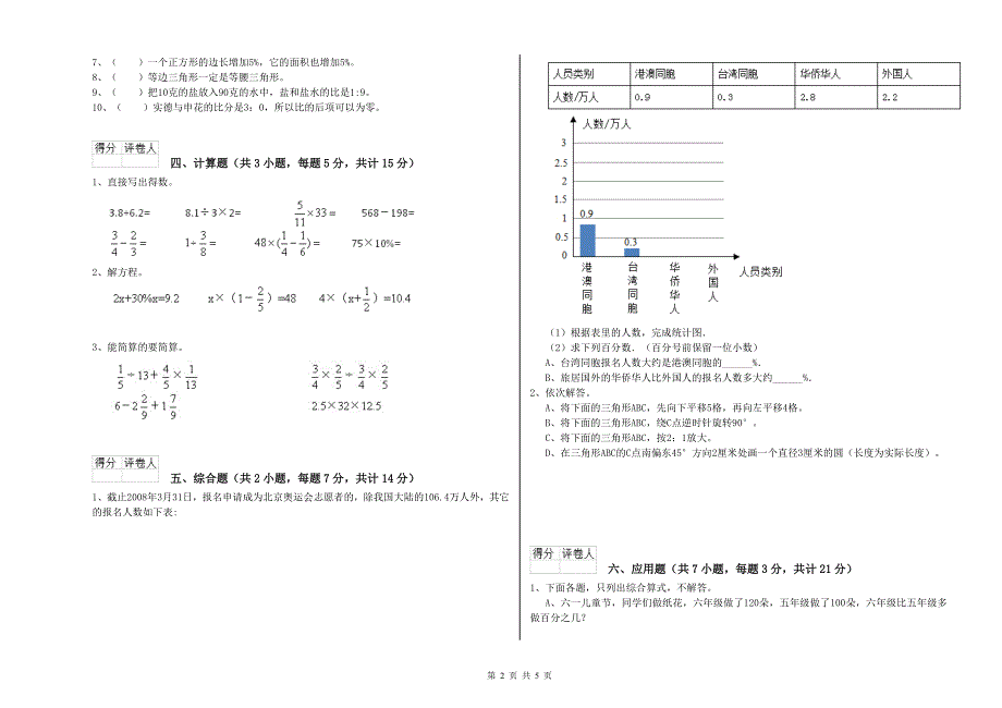 郑州市实验小学六年级数学下学期过关检测试题 附答案.doc_第2页