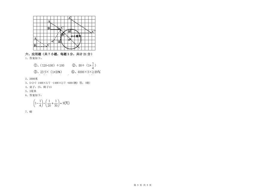 郑州市实验小学六年级数学下学期过关检测试题 附答案.doc_第5页