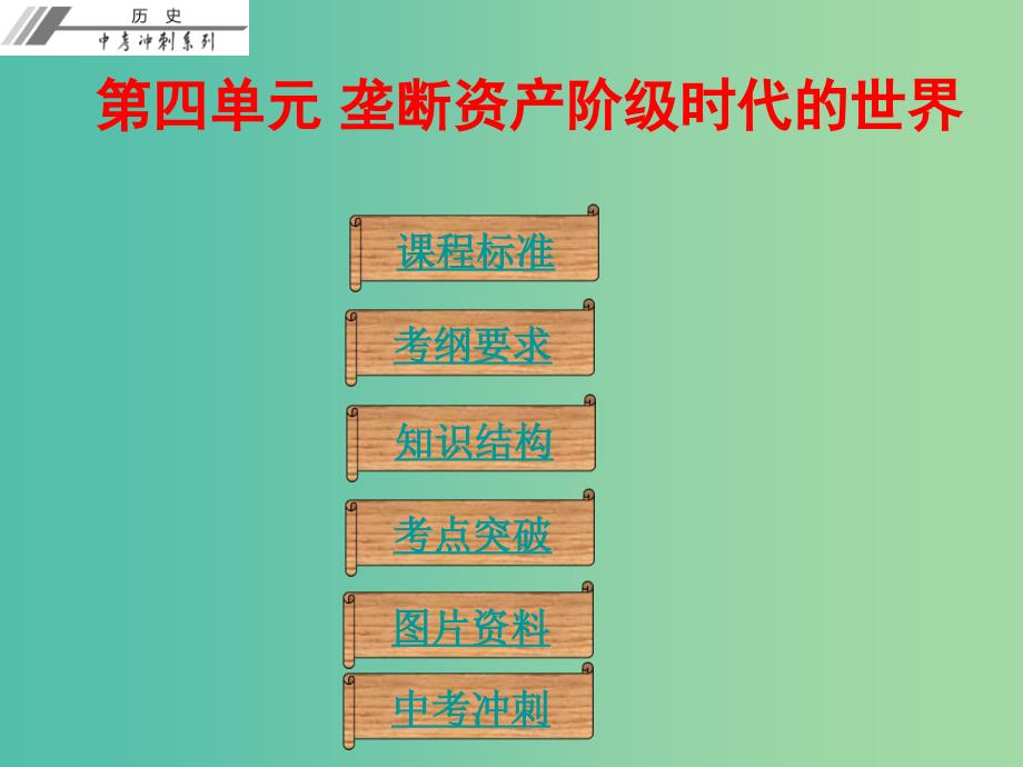 中考历史总复习 第五部分 世界近代史 第四单元 垄断资产阶级时代的世界课件.ppt_第1页