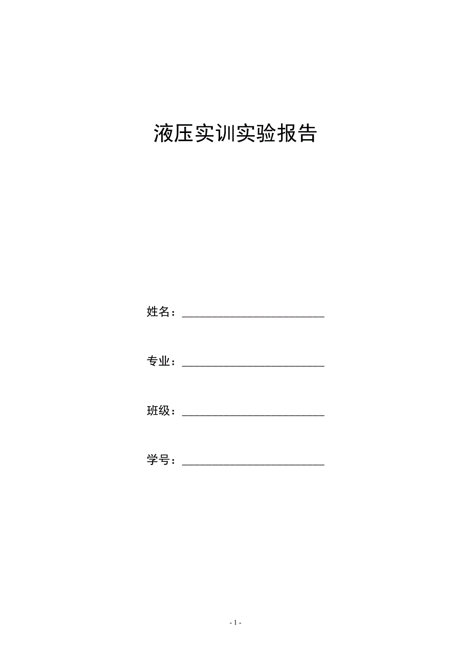 液压实训实验报告_第1页