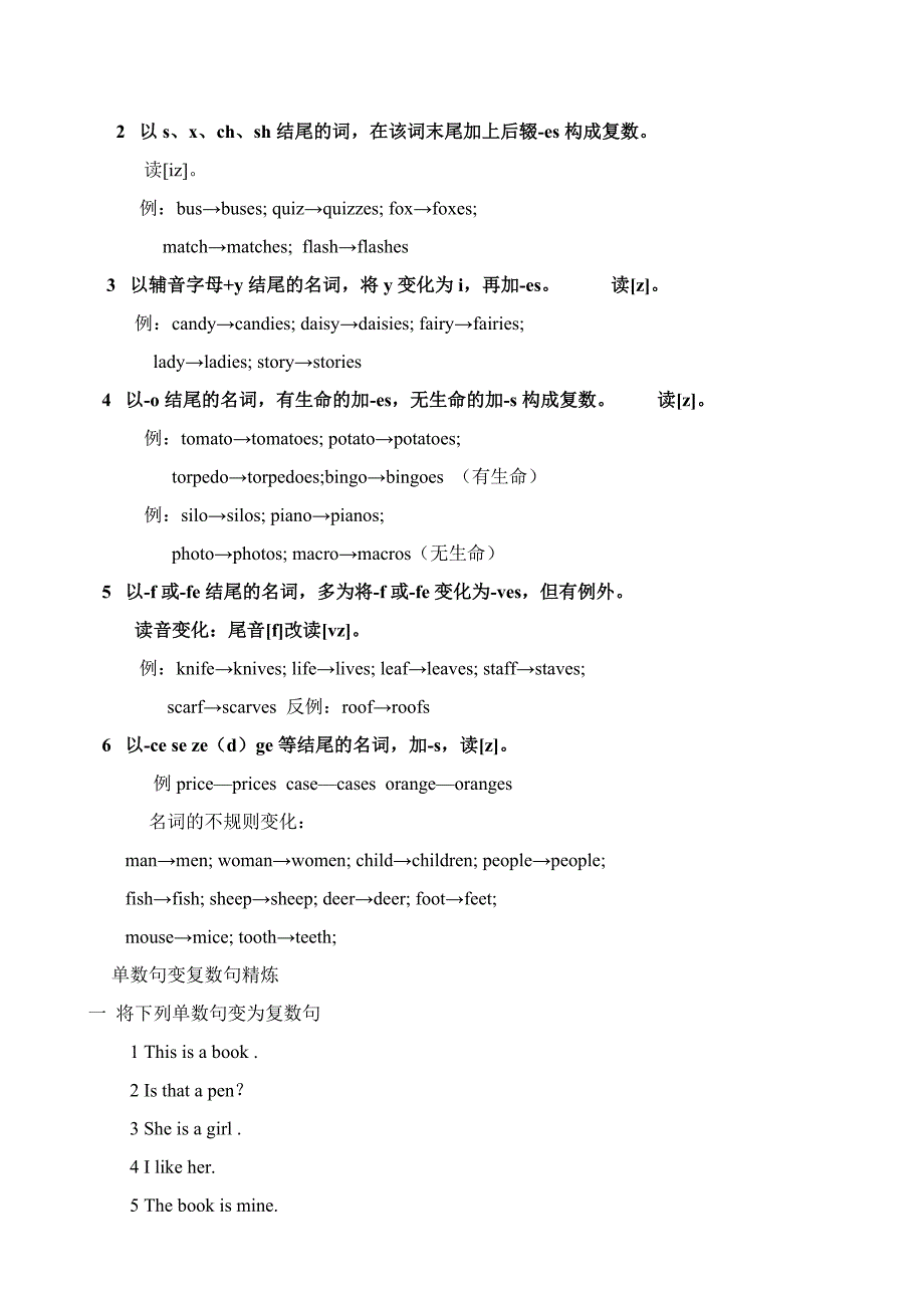 单数句变复数句(附练习及答案)_第3页