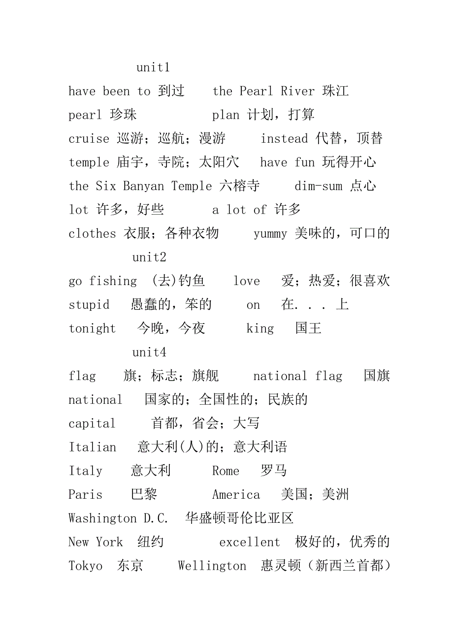 广州版小学六年级上册英语单词表_第1页