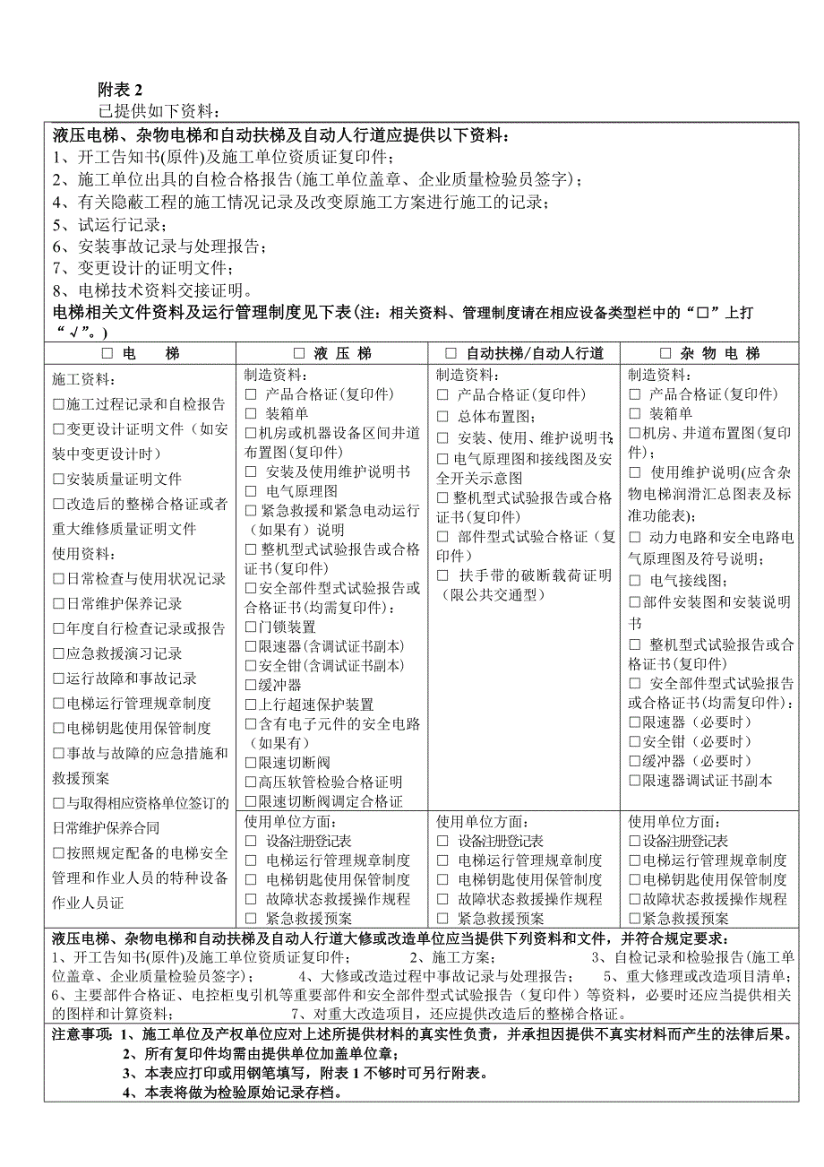 原创精品电梯监督检验申请表_第2页